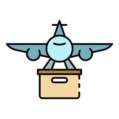 Poster - Fast air delivery icon. Outline fast air delivery vector icon color flat isolated