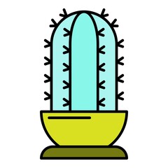 Poster - Natural cactus pot icon. Outline natural cactus pot vector icon color flat isolated