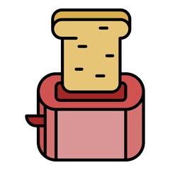 Poster - Small toaster icon. Outline small toaster vector icon color flat isolated