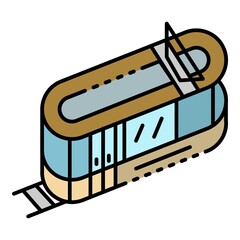 Poster - Tramway icon. Outline tramway vector icon color flat isolated