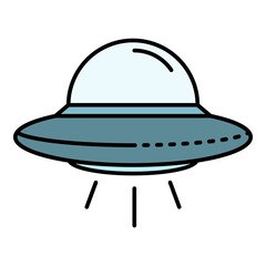 Poster - Ufo spaceship icon. Outline ufo spaceship vector icon color flat isolated