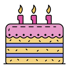 Poster - Tasty birthday cake icon. Outline tasty birthday cake vector icon color flat isolated