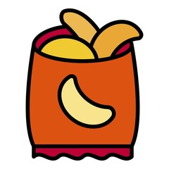 Poster - Chips bag icon. Outline chips bag vector icon color flat isolated