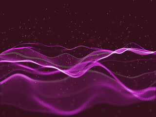 3D abstract modern background with flowing particles