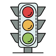 Poster - City traffic light icon. Outline city traffic light vector icon color flat isolated