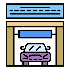 Poster - Car wash icon. Outline car wash vector icon color flat isolated