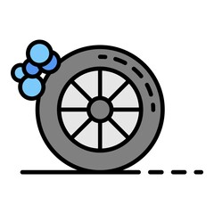 Poster - Car tire wash icon. Outline car tire wash vector icon color flat isolated