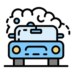Poster - Car washing icon. Outline car washing vector icon color flat isolated