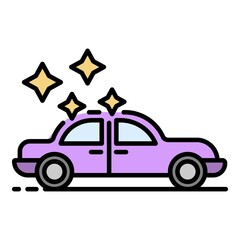 Poster - clean new car icon. outline clean new car vector icon color flat isolated