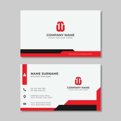 Simple business card with red shapes