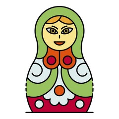 Poster - Traditional nesting doll icon. Outline traditional nesting doll vector icon color flat isolated