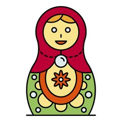 Sticker - Culture nesting doll icon. Outline culture nesting doll vector icon color flat isolated