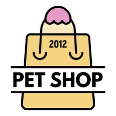 Canvas Print - Pet shop hand bag logo. Outline pet shop hand bag vector logo color flat isolated