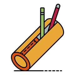Wall Mural - School pencil box icon. Outline school pencil box vector icon color flat isolated