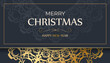 © Javvani - Festive Brochure Merry Christmas and Happy New Year in dark blue color with abstract gold pattern