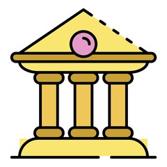 Poster - Museum building icon. Outline museum building vector icon color flat isolated