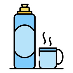 Canvas Print - Hot tea thermos icon. Outline hot tea thermos vector icon color flat isolated