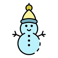 Poster - Snowman icon. Outline snowman vector icon color flat isolated