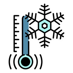 Poster - Low minus temperature icon. Outline low minus temperature vector icon color flat isolated