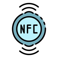 Poster - Nfc chip icon. Outline nfc chip vector icon color flat isolated
