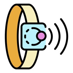 Poster - Nfc bracelet icon. Outline nfc bracelet vector icon color flat isolated