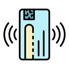 Poster - Bank card nfc icon. Outline bank card nfc vector icon color flat isolated