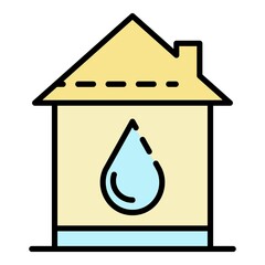 Poster - Home water supply icon. Outline home water supply vector icon color flat isolated