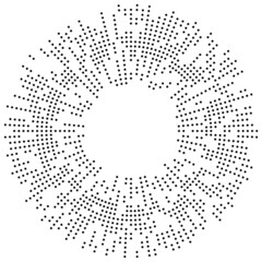 Poster - Random circles, dots, speckles and freckles concentric, circular and radial element. Pointillist, pointillism random halftone circles