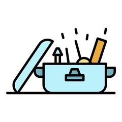 Poster - Carpenter tool box icon. Outline carpenter tool box vector icon color flat isolated