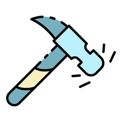 Poster - Hammer icon. Outline hammer vector icon color flat isolated