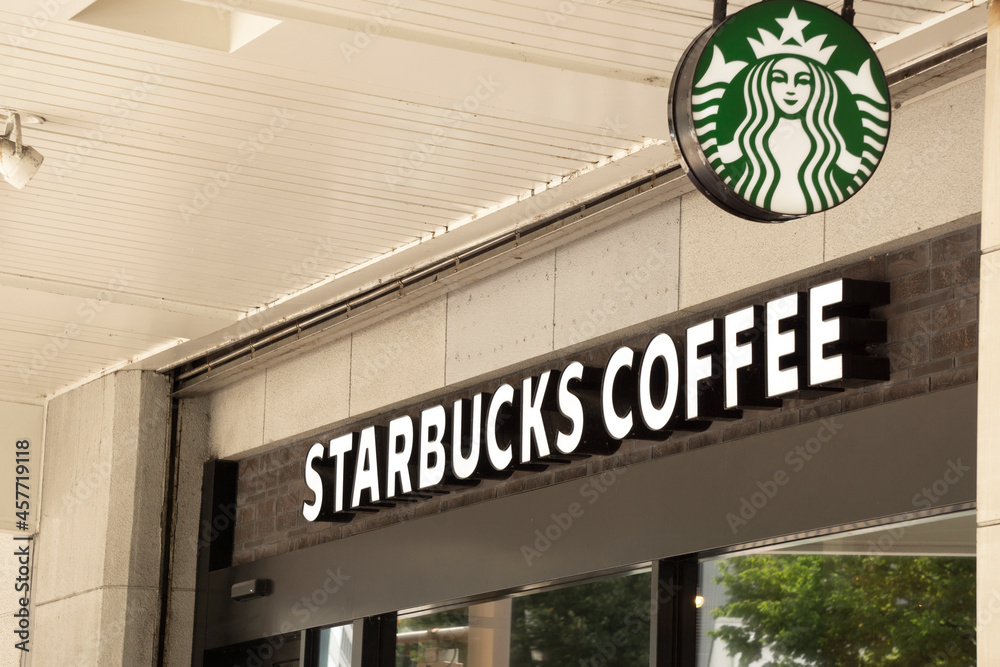 Starbucks coffee sign. スターバックスコーヒー Stock Photo | Adobe
