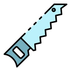 Poster - Hand saw icon. Outline hand saw vector icon color flat isolated