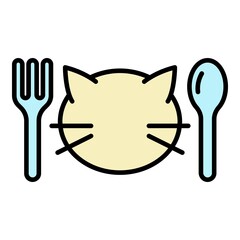 Poster - Cat food menu icon. Outline cat food menu vector icon color flat isolated