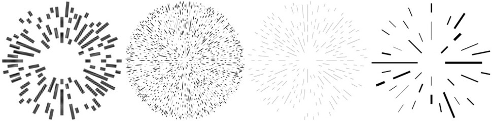 Aufkleber - Radial, radiating lines. Gleam, glitter, flash and flare effect. Starburst, sunburst blast, emission design element