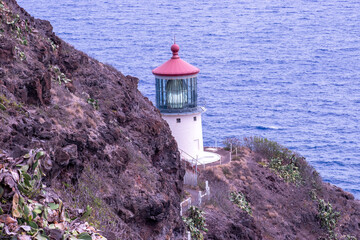 lighthouse on a cliff, makapuu point, Oahu, Hawaii