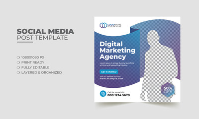 Corporate and digital business marketing social media post template