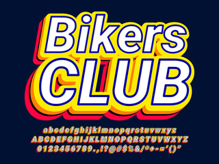 Fototapete - Bikers Club Bold Pop Text Effect