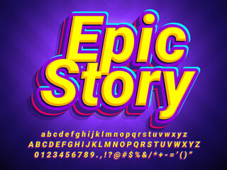 Fototapete - Epic Story Cartoon Pop 3d Text Effect 