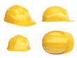 © koya979 - Yellow hard hat various views, safety helmet isolated on white background 3d rendering