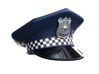 Wall Mural - Police hat with checkers pattern isolated on white background 3d rendering