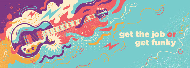 colorful abstract illustration with electric guitar and splashes. vector illustration.