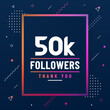 Thank you 50K followers, 50000 followers celebration modern colorful design.