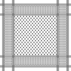 palestinian keffiyeh, checkered black and white scarf, with fishnet and olive leaves, seamless patte
