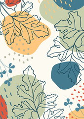 Wall Mural - botanical art. abstract organic vector shapes, leaves, plants. natural elements in doodle style for 