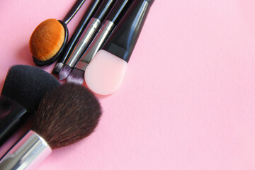 Canvas Print - makeup brushes on a light background