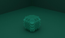 Green Geometrical Fractal Object In A Cube