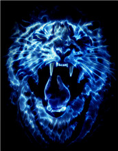 
Growling Neon Tiger Vector. Tiger Head Isolated On Black Background. Symbol 2022.