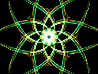 Wall Mural - abstract fractal background glowing neon mandala