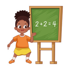 Poster - afro girl studying math