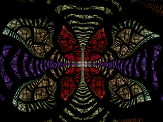 Wall Mural - abstract fractal butterfly, computer-generated illustration.